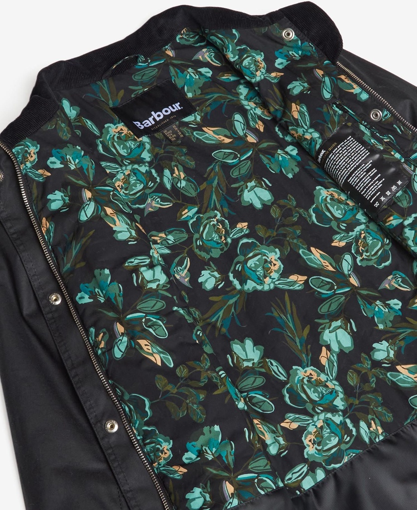 Barbour Winter belted utility wax black rose garden floral