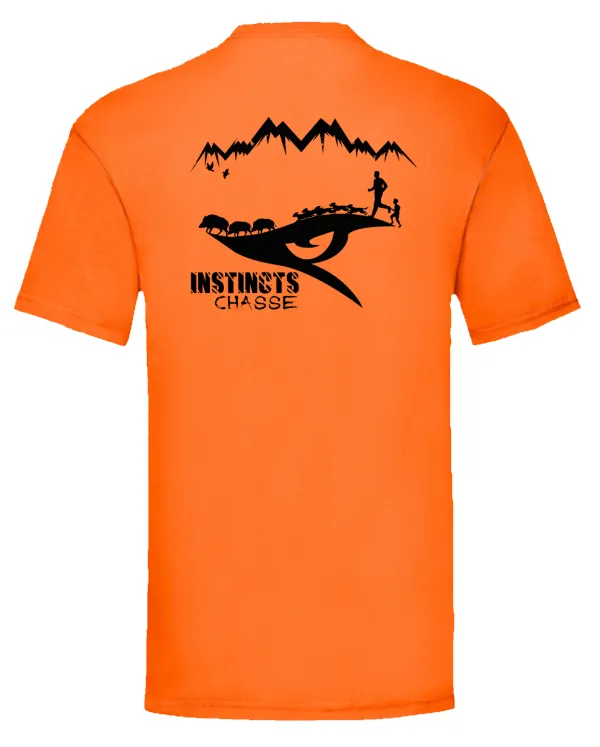 INSTINCTS Chasse T-shirt orange Sanglier et meute