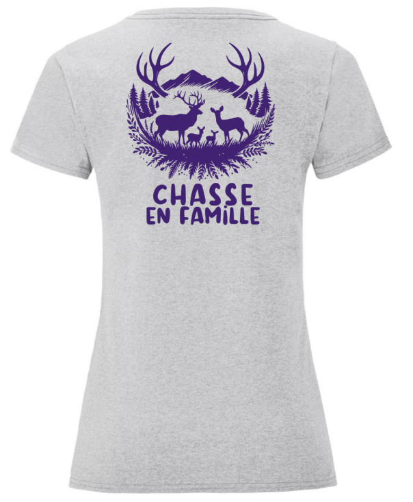 [4909337/XS] Instincts Chasse T-shirt "Chasse en Famille" Gris clair (XS)