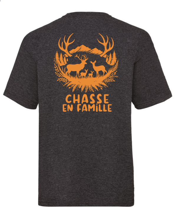 [4909323/7] Instincts Chasse T-shirt "Chasse en Famille" heather grey  Enfant (7/8 ans)
