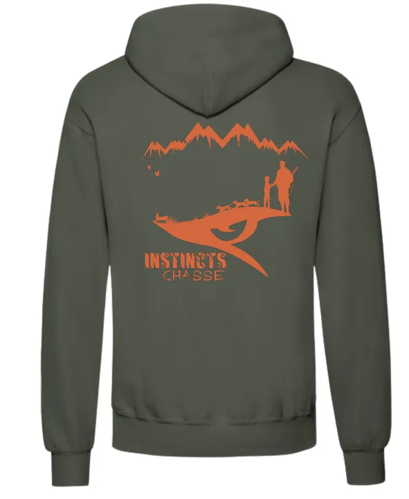 [49093102/S] INSTINCTS Chasse Sweat kaki Lièvre & meute (S)