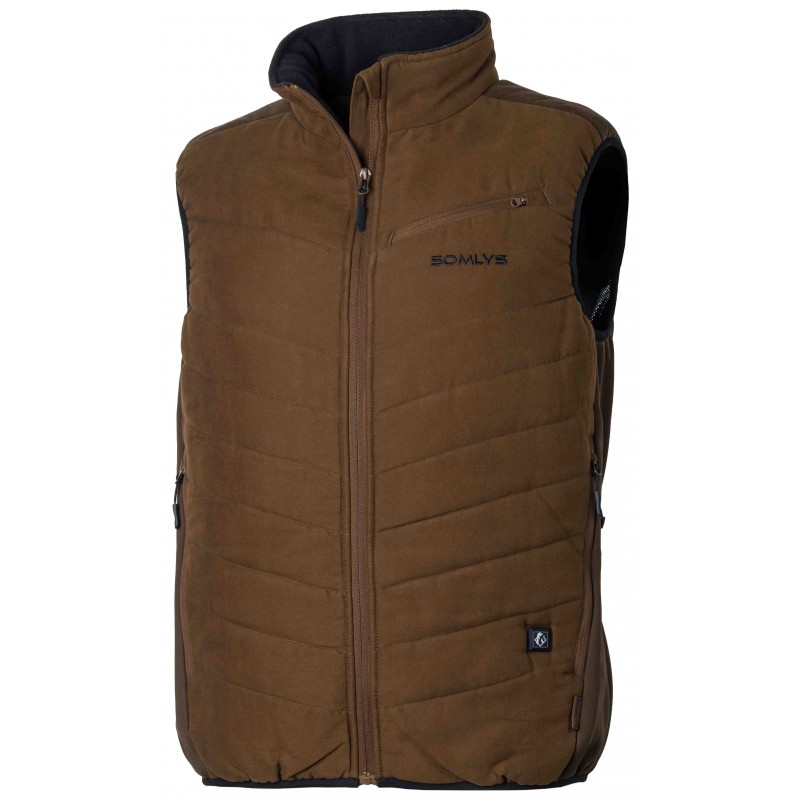 Somlys Pack Gilet chauffant marron + batterie 5V