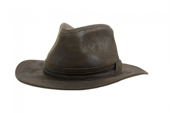 [1739492/57] Chapeau marron bandes fantaisies simili cuir (57)
